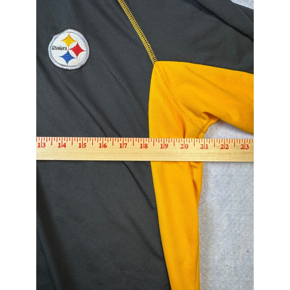 NFL Team Apparel Pittsburgh Steelers Polo Shirt Mens LG Gray Yellow‎ Performance - Picture 5 of 6
